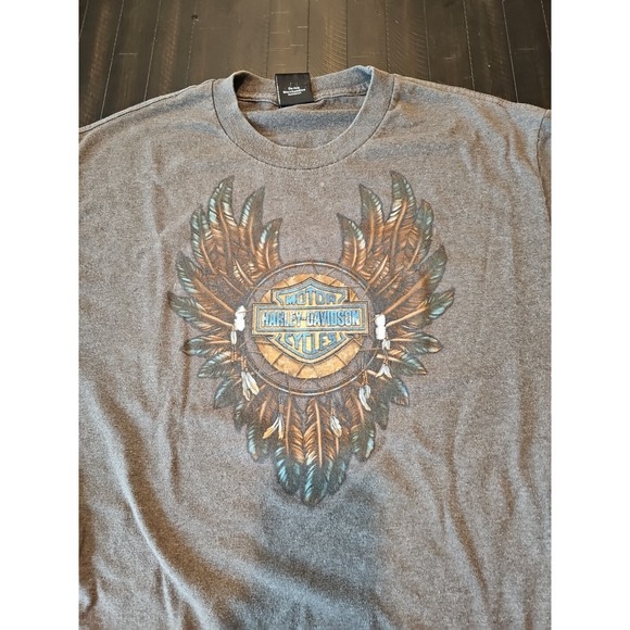 Harley Davidson Men's Brown Vtg T-Shirt Feather Thunder Mountain Sz Xl - Picture 3 of 13